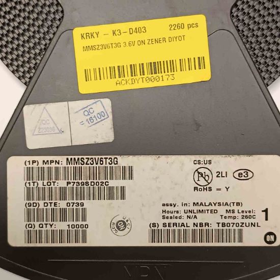 MMSZ3V6T3G 3.6V ON ZENER DİYOT resmi