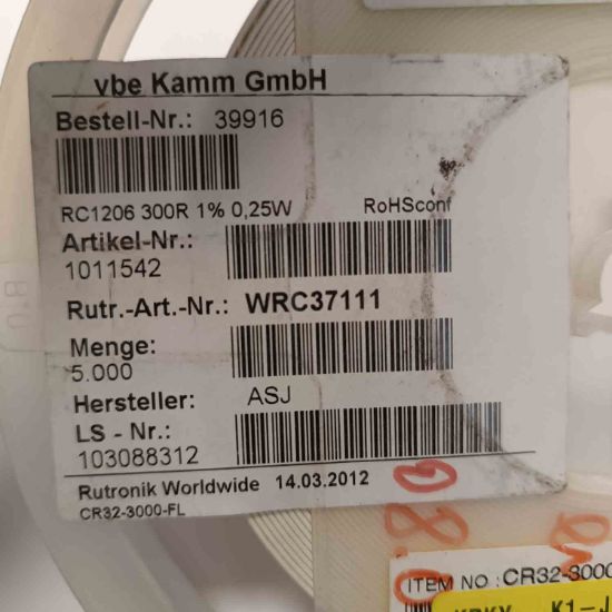 RC1206300R 300R 1206 ASJ SMD DİRENÇ resmi