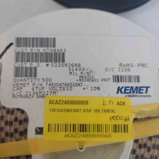 T491D476K010AT 47MF 10V TANTAL KONDANSATÖR resmi