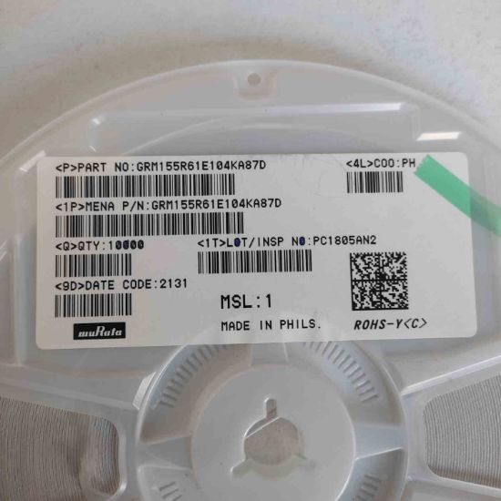 GRM155R61E104KA87D 0.1 uF 25 VDC 10% 0402 X5R resmi