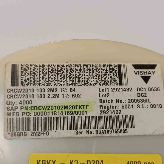 CRCW20102M20FKTF 2.2M 2010 SMD DİRENÇ resmi
