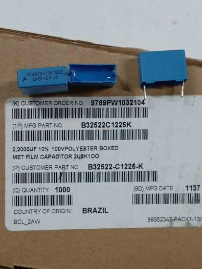 B32522C1225K 2.2MF 100V 15mm POLYESTER KONDANSATÖR resmi