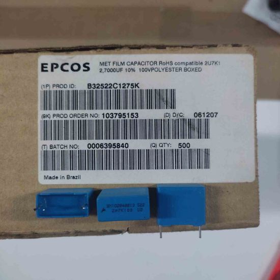 B32522C1275K 2.7MF 100V 15mm POLYESTER KONDANSATÖR resmi