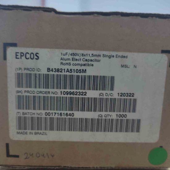 B43821A5105M 1MF 450V 8x11.5  ELKO KONDANSATÖR resmi
