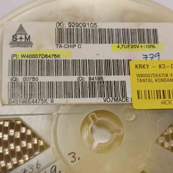 W40007D6475K 4.7MF 20V D S+M TANTAL KONDANSATÖR resmi