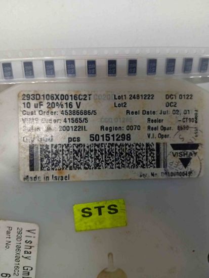 293D106X0016C2T 10MF 16V C VISHAY TANTAL KONDANSATÖR resmi
