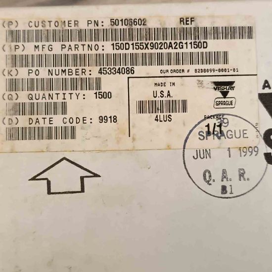 150D155X9020A2G1150D 1.5MF 20V AXIYEL TANTAL VISHAY TANTAL KONDANSATÖR resmi