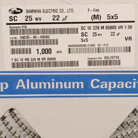 SC1E226M05005VR159 22MF 25V 5x5 SAMWHA SMD KONDANSATÖR resmi
