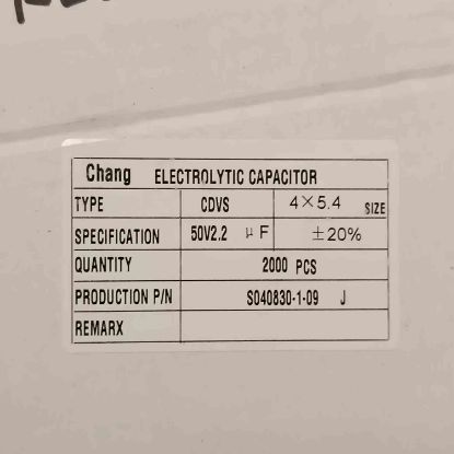 S040830-1-09 2.2MF 50V 4x5.4 CHANG SMD KONDANSATÖR resmi