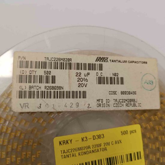 TAJC226M020R 22MF 20V C AVX TANTAL KONDANSATÖR resmi