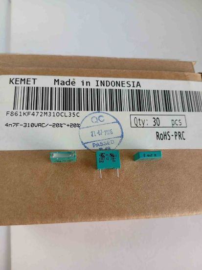 F861KF472M310CL35C 4.7NF 310VAC 7.5 0.2 KEMET POLYESTER KONDANSATÖR resmi