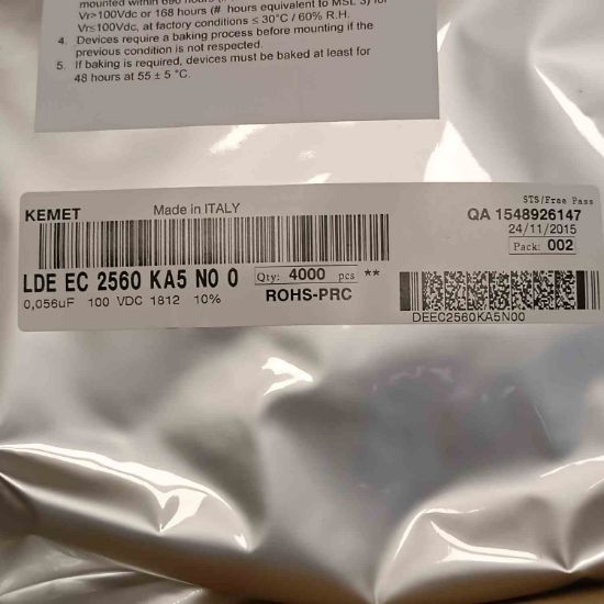 LDEEC2560KA5N00 56NF 100V 1812 0.1 KEMET POLYESTER KONDANSATÖR resmi