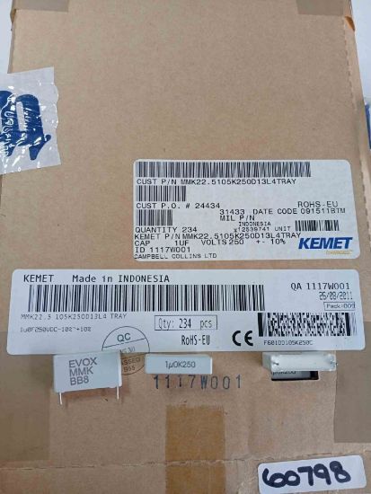 MMK22.5 105K250D13L4 TRAY 1MF 250V 22.5 0.1 KEMET POLYESTER KONDANSATÖR resmi