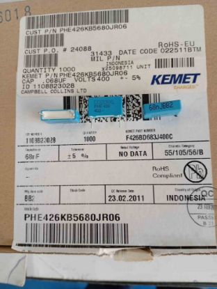 PHE426KB5680JR06 68NF 400V 15 0.05 KEMET POLYESTER KONDANSATÖR resmi