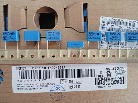 PHE840MB6150KB10R17T0 150NF 275VAC 15 0.1 KEMET POLYESTER KONDANSATÖR resmi