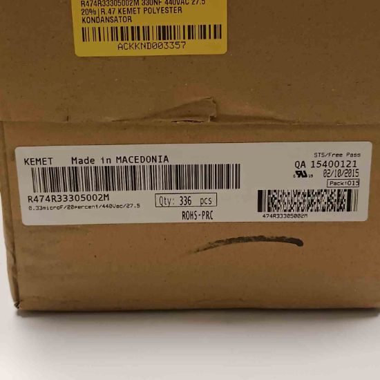 R474R33305002M 330NF 440VAC 27.5 20%|R.47 KEMET POLYESTER KONDANSATÖR resmi