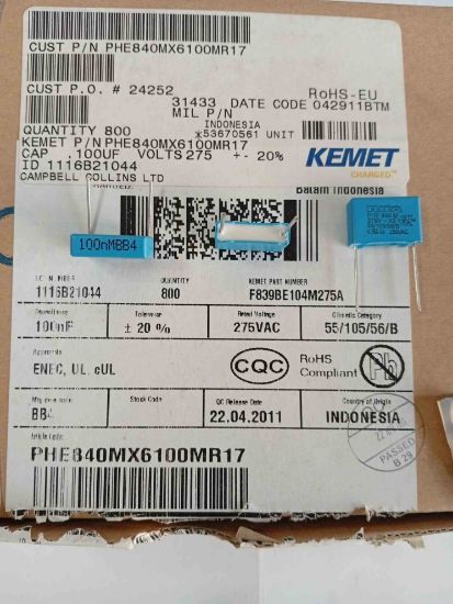 PHE840MX6100MR17 100NF 275VAC 15 0.2 KEMET POLYESTER KONDANSATÖR resmi