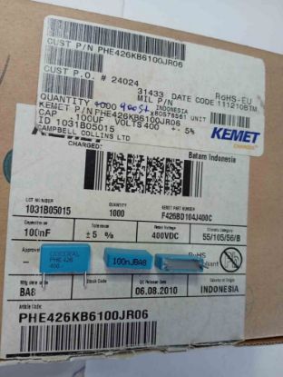 PHE426KB6100JR06 100NF 400V 15 0.05 KEMET POLYESTER KONDANSATÖR resmi