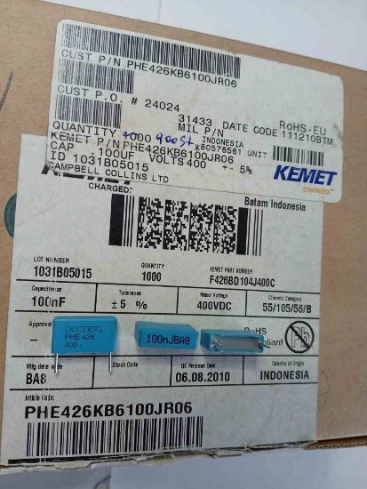 PHE426KB6100JR06 100NF 400V 15 0.05 KEMET POLYESTER KONDANSATÖR resmi