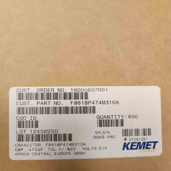 F861BP474M310A 470NF 310VAC 15 0.2 KEMET POLYESTER KONDANSATÖR resmi