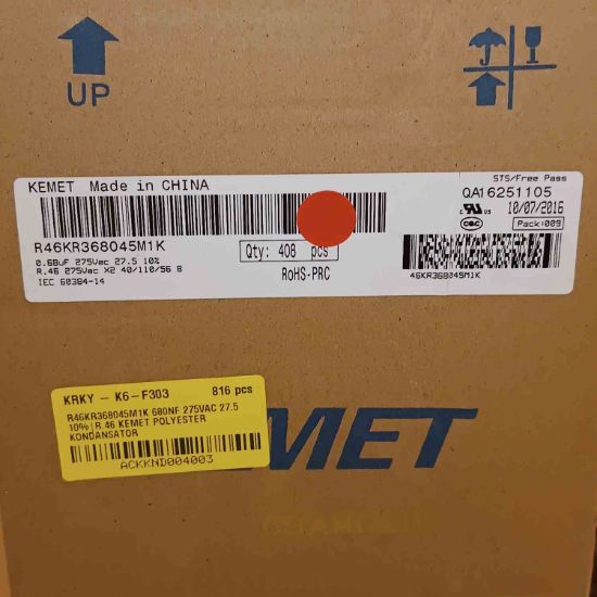R46KR368045M1K 680NF 275VAC 27.5 10%|R.46 KEMET POLYESTER KONDANSATÖR resmi