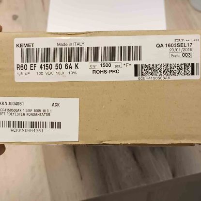R60EF4150506AK 1.5MF 100V 10 0.1 KEMET POLYESTER KONDANSATÖR resmi