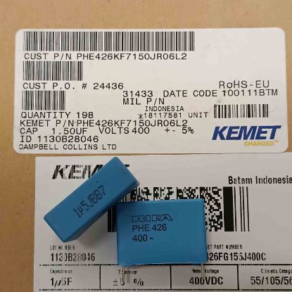 PHE426KF7150JR06L2 1.5MF 400V 27.5 0.05 KEMET POLYESTER KONDANSATÖR resmi
