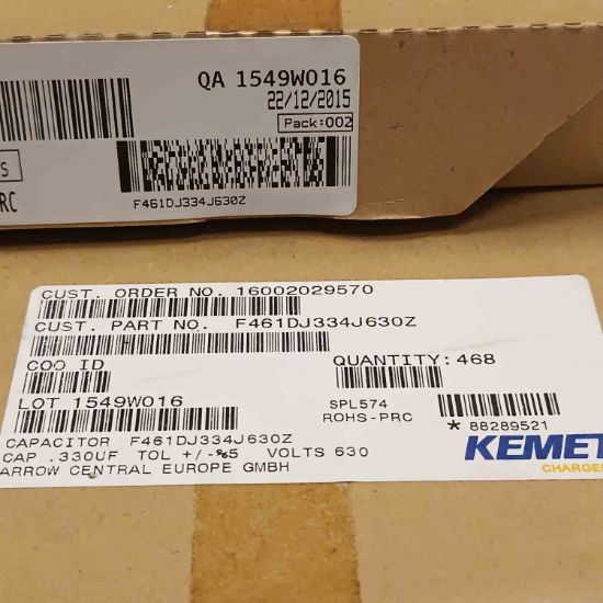 F461DJ334J630Z 330NF 630V 22.5 0.05 KEMET POLYESTER KONDANSATÖR resmi