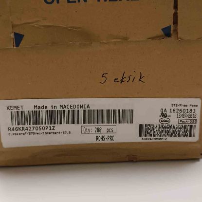 R46KR427050P1Z 2.7MF 275VACx2 27.5 ±15%|R.46 MKP KEMET POLYESTER KONDANSATÖR resmi