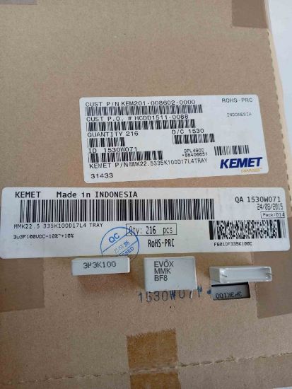 MMK22.5 335K100D17L4 TRAY 3.3MF 100V 22.5 0.1 KEMET POLYESTER KONDANSATÖR resmi