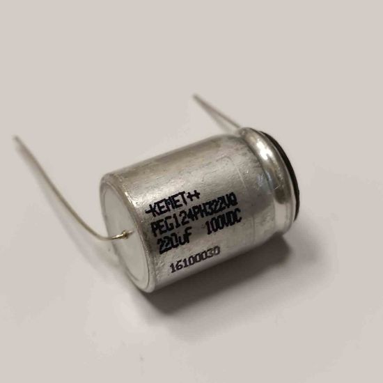 PEG124PH322VQL1 220MF 100V 105 AXSİYEL KEMET AXIYEL KONDANSATÖR resmi