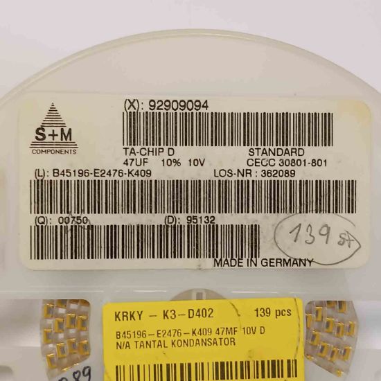B45196-E2476-K409 47MF 10V D N/A TANTAL KONDANSATÖR resmi