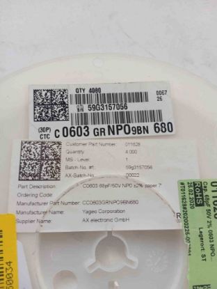 C0603GRNPO9BN 68PF 50V 603 YAGEO  SERAMİK KONDANSATÖR resmi