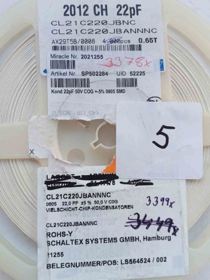  22PF 50V 805 COG/NPO SMD SERAMİK KONDANSATÖR resmi