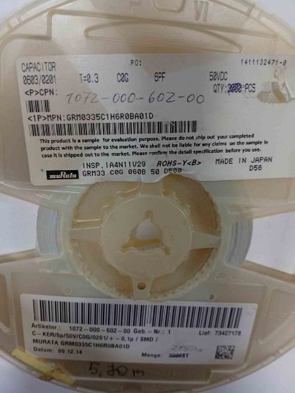 GRM0335C1H6R0BA01D MURATA 6PF 50V 402 resmi