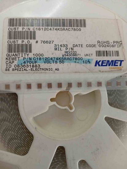C1812C474K5RAC7800 470NF 50V 1812 KEMET SMD SERAMİK KONDANSATÖR resmi