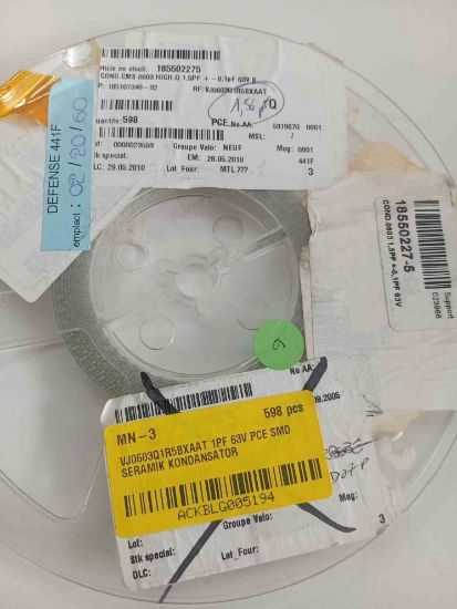 VJ0603Q1R5BXAAT 1PF 63V PCE SMD SERAMİK KONDANSATÖR resmi