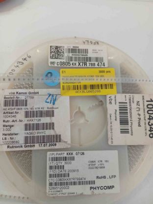 C0805KKX7R7BB474 470NF 16V 805 PHYCOMP SMD SERAMİK KONDANSATÖR resmi