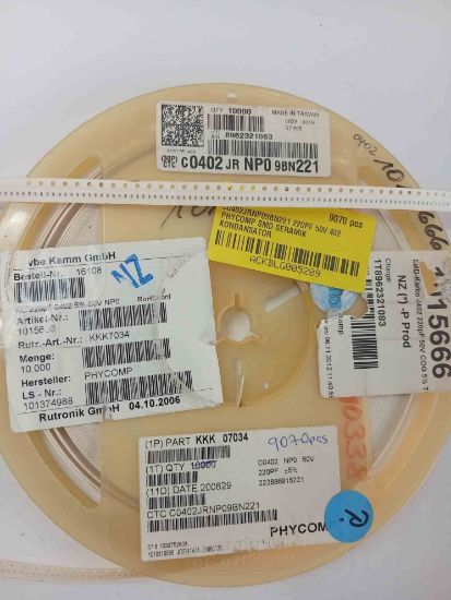 C0402JRNP09BN221 220PF 50V 402 PHYCOMP SMD SERAMİK KONDANSATÖR resmi