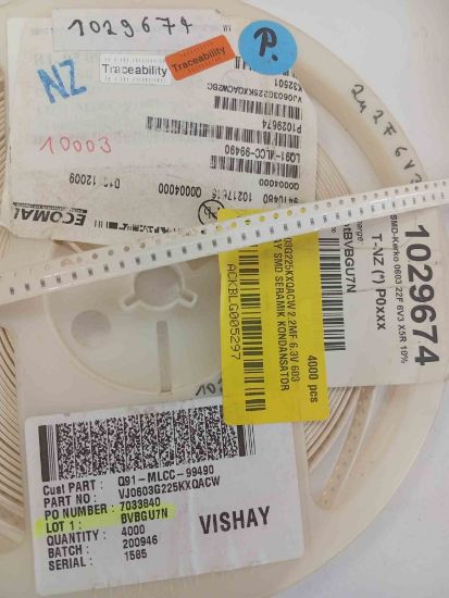 VJ0603G225KXQACW 2.2MF 6.3V 603 VISHAY SMD SERAMİK KONDANSATÖR resmi