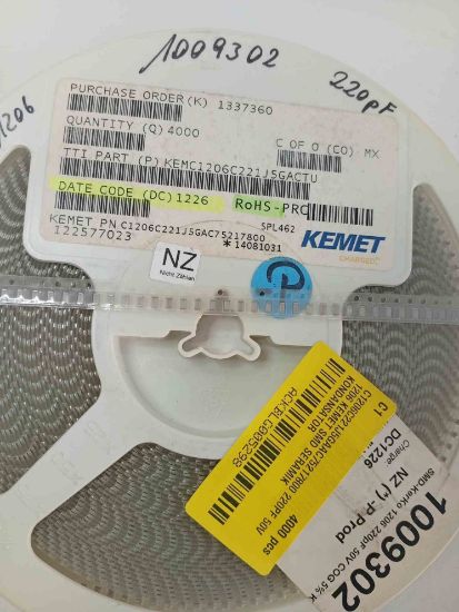 C1206C221J5GAAC75217800 220PF 50V 1206 KEMET SMD SERAMİK KONDANSATÖR resmi