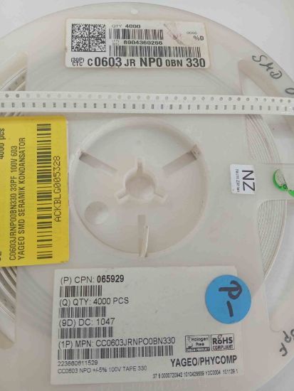 C0603JRNP00BN330 33PF 100V 603 YAGEO SMD SERAMİK KONDANSATÖR resmi