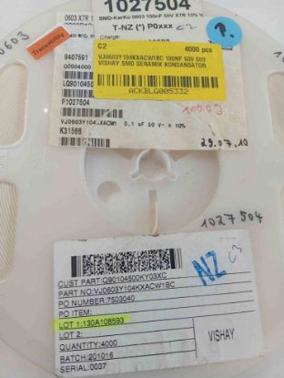 VJ0603Y104KXACW1BC 100NF 50V 603 VISHAY SMD SERAMİK KONDANSATÖR resmi