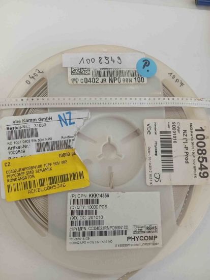 C0402JRNP09BN100 10PF 50V 402 PHYCOMP SMD SERAMİK KONDANSATÖR resmi