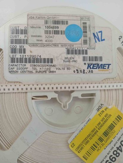 C0805C222K5RAC7800 2.2NF 50V 805 KEMET SMD SERAMİK KONDANSATÖR resmi