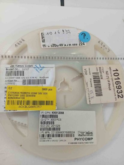 C1206KKX7R9BB224 220NF 50V 1206 PHYCOMP SMD SERAMİK KONDANSATÖR resmi