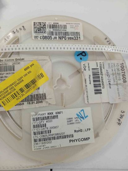 C0805JRNP09BN331 330PF 50V 805 PHYCOMP SMD SERAMİK KONDANSATÖR resmi