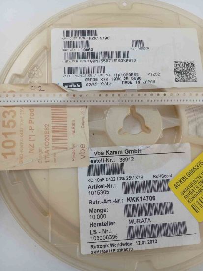 GRM155R71E103KA01D 10NF 25V 402 MURATA SMD SERAMİK KONDANSATÖR resmi