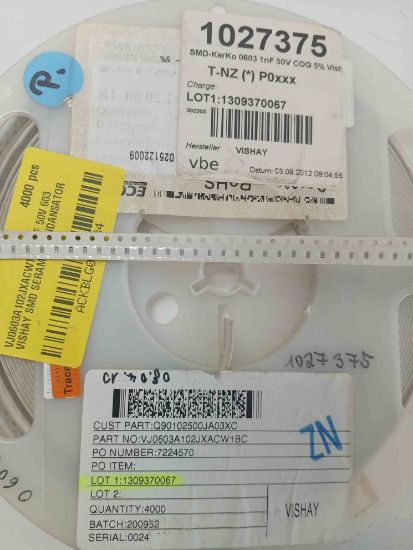 VJ0603A102JXACW1BC 1NF 50V 603 VISHAY SMD SERAMİK KONDANSATÖR resmi