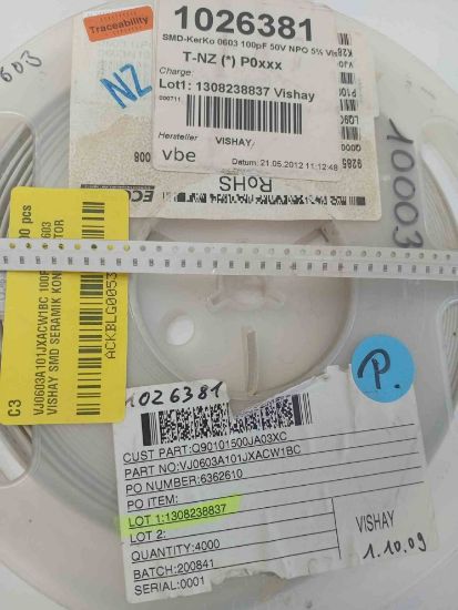 VJ0603A101JXACW1BC 100PF 50V 603 VISHAY SMD SERAMİK KONDANSATÖR resmi